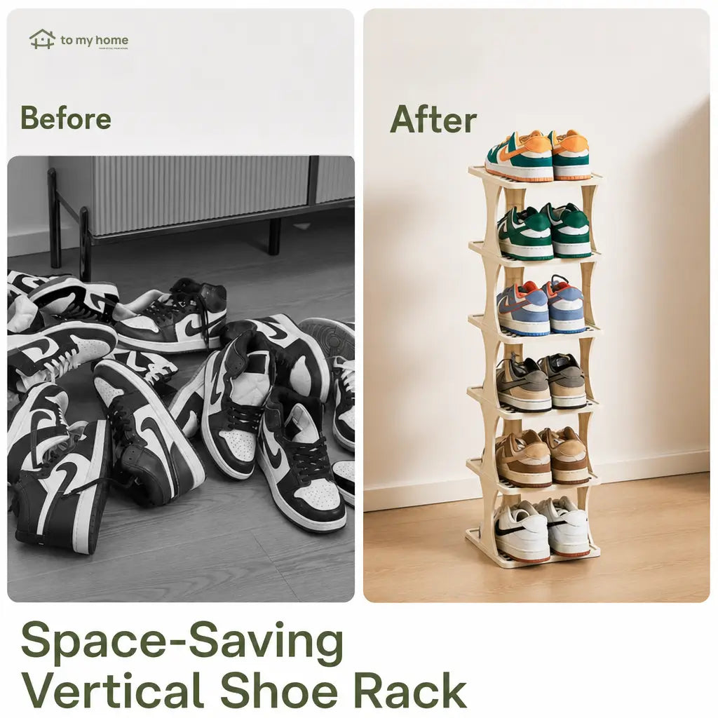 Detachable vertical shoe rack with adjustable 6 or 9 layers for space-saving entryway, bedroom, and closet footwear storage at home Tomyhome Global