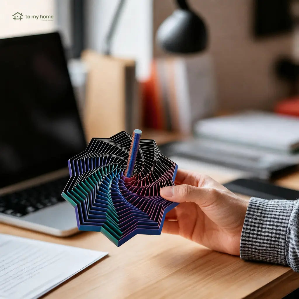 3D Printed Sensory Fidget Star with Whirling Spiral Handle for Desktop Stress Relief, Better Focus and Calming Breaks at Work or Home Tomyhome Global