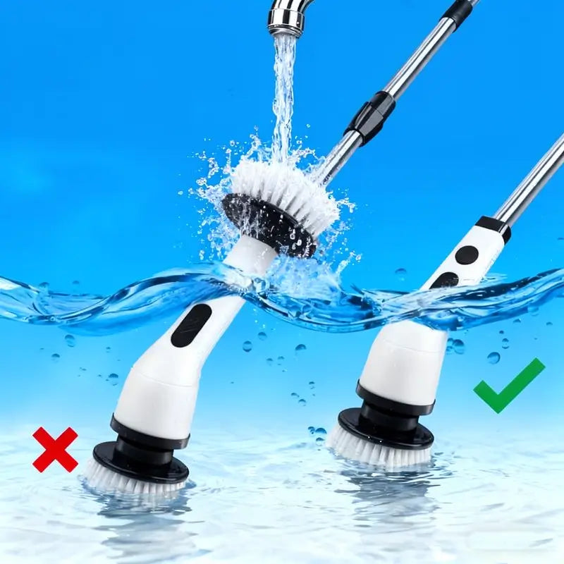 Electric Spin Scrubber Cordless IPX7 Waterproof Cleaning Brush with 9 Brush Heads Extendable Handle 2 Speeds for Shower Bathroom Kitchen Tile and Floor
