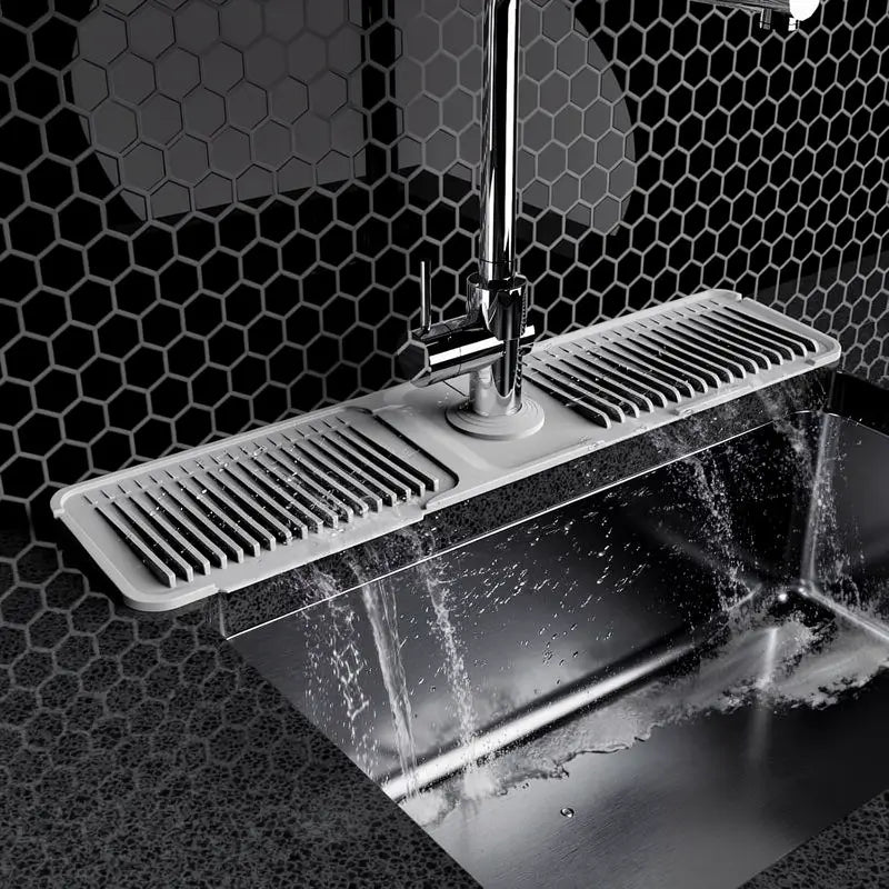 Silicone Sink Faucet Splash Guard Folding Drain Mat Button Lock Protector Drying Pad Kitchen Household Home Utility Sink Drip Catcher Accessory