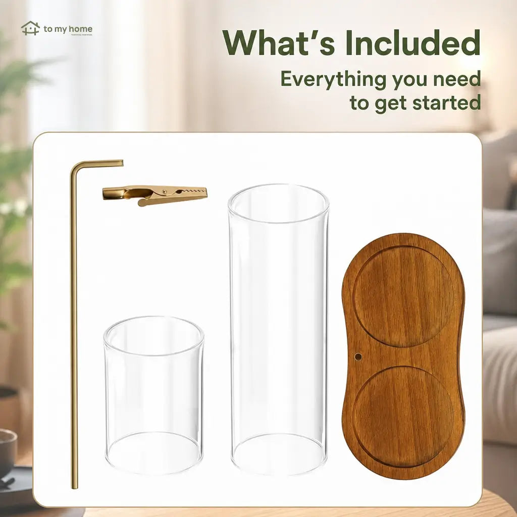2-in-1 wooden incense and candle holder with removable glass ash catcher for meditation, yoga, bedroom and minimalist home decor Tomyhome Global