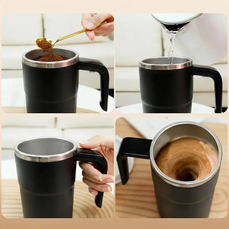 Rechargeable Electric Self-Stirring Coffee Mug Automatic Magnetic Mixing Cup with LCD Thermometer for Milk Tea Cocoa Office Home Travel Kitchen Tool Gadget