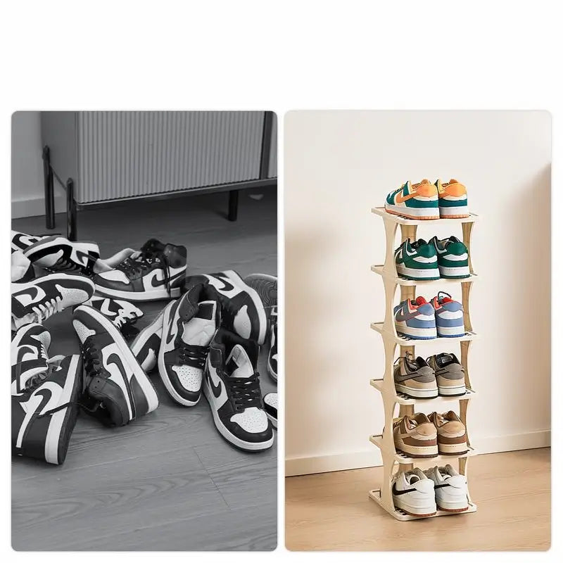 Vertical Detachable Shoe Storage Rack Space-Saving 6 or 9 Tier Shelves Portable Entryway Cabinet Stand for Closet Footwear Organizer Home Storage