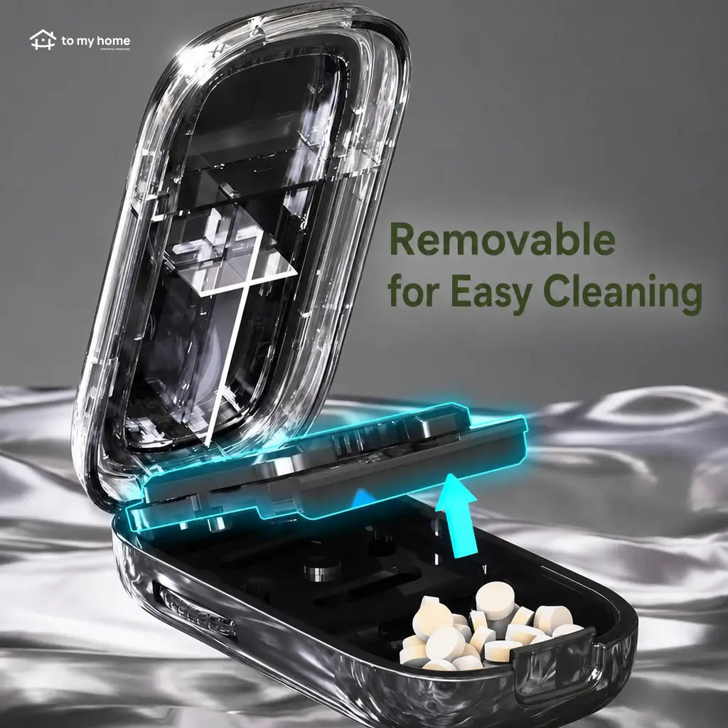 Compact adjustable pill cutter with safety guard and stainless steel blade for precise tablet splitting at home, caregiving, or everyday travel use Tomyhome Global