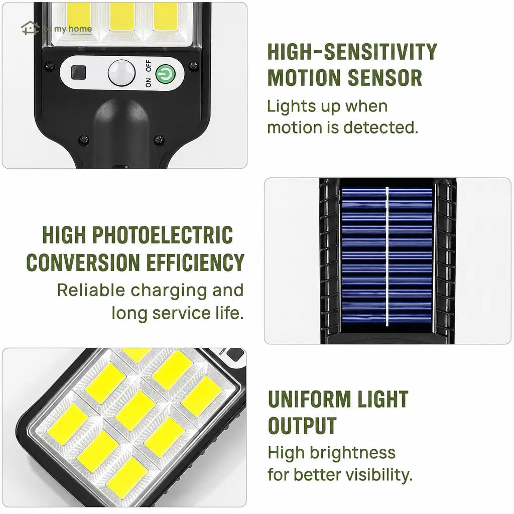 4-Pack Solar LED Outdoor Street Lights with Motion Sensor, Remote Control and 3 Modes for Pathways, Garages and Backyards Tomyhome Global