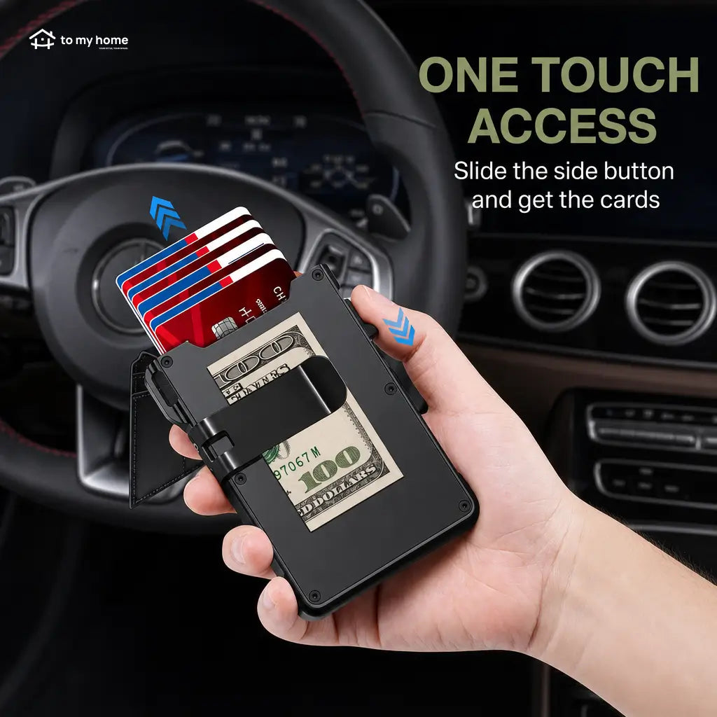 Men’s Slim RFID Blocking Bifold Wallet with Pop-Up Card Access, Removable Money Clip and ID Window for Everyday Pocket Carry Tomyhome Global