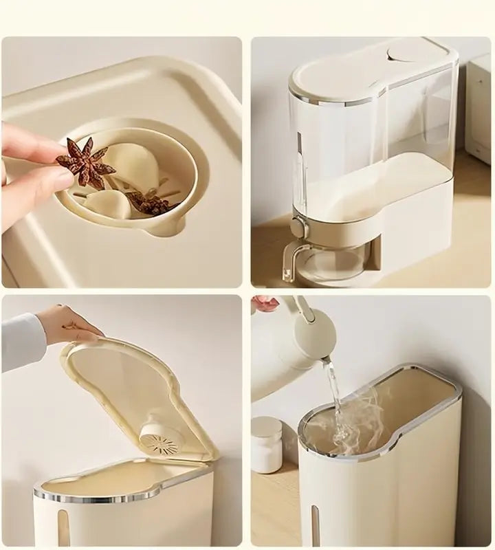 Airtight Rice Dispenser with Measuring Cup Moisture-Resistant Grain Container for Cereal Soybeans Corn Pet Food for Kitchen Pantry Food Storage Case