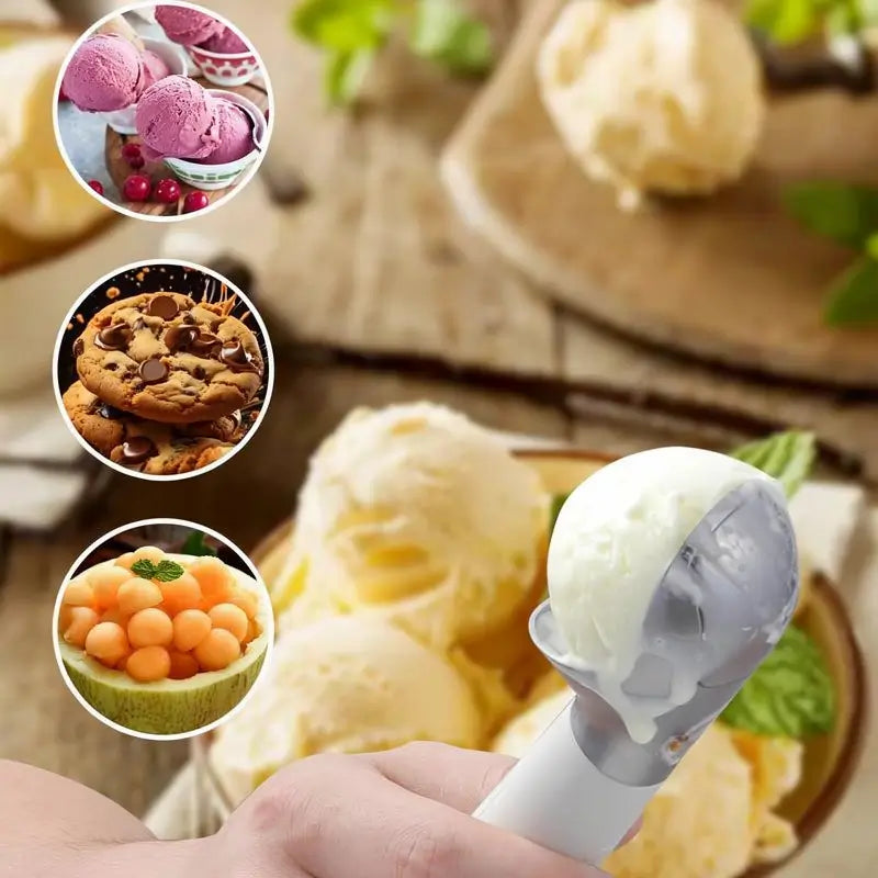 Heated Ice Cream Scoop Rechargeable Electric Scooper 59 ml Stainless Steel LED Display IP67 Waterproof Tool for Hard Ice Cream Gelato Frozen Treats