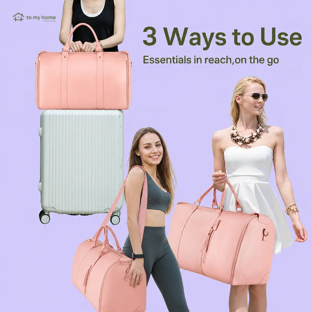 57L Travel Duffle Bag with Garment and Shoe Compartments, Water-Resistant Carry-On Weekender for Gym, Business Flights, Weddings, and Hospital Packing Tomyhome Global