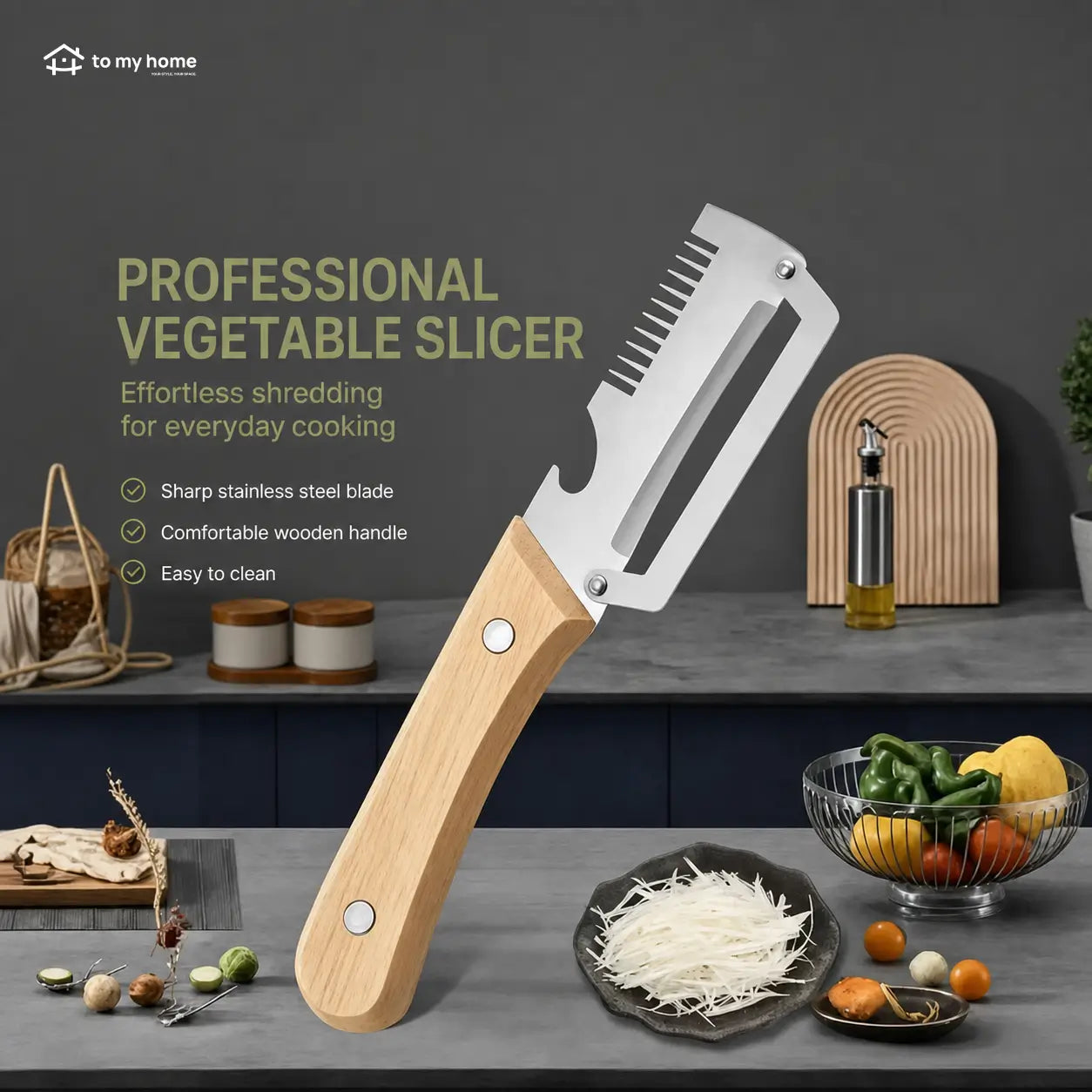 Two-Piece Vegetable and Fruit Peeler Set with Ultra-Sharp Stainless Steel Blade, Wooden Handle, and Built-In Bottle Opener for Everyday Kitchen Prep Tomyhome Global