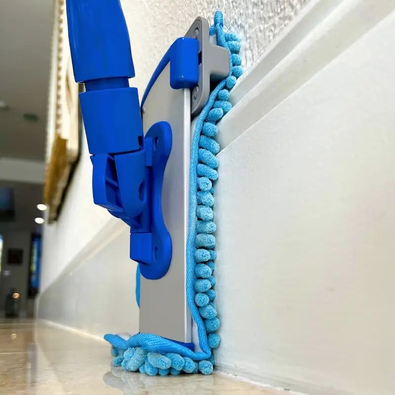 Extendable Baseboard Cleaner Mop with 177.8 cm Handle Washable Microfiber Pads for Dusting Pet Hair and Deep Cleaning Without Bending Over Easily