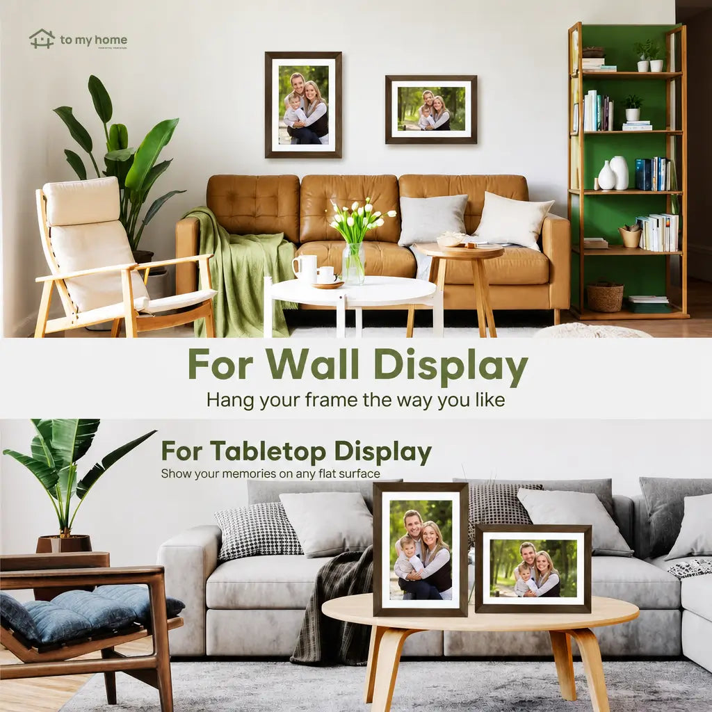 Digital photo frame with 25.7 cm (10.1 in) screen and wood design for home office memory displays and thoughtful everyday gifting Tomyhome Global