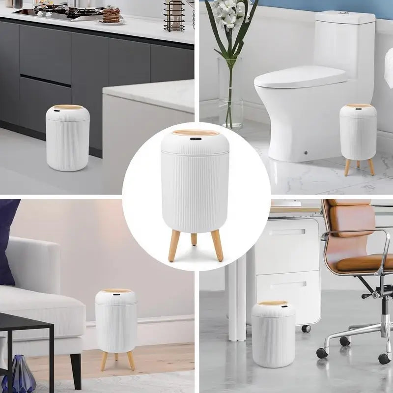 Smart Motion Sensor Trash Can Waterproof Automatic Waste Bin for Bathroom Bedroom Office Nordic Style Space Saving Eco Friendly Home Modern Garbage Container