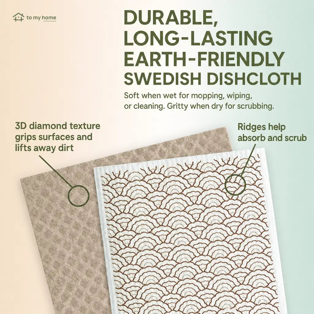 Swedish dishcloths 5 pack, absorbent reusable paper towel alternative for non-scratch kitchen cleaning, countertops, sinks, pots, walls and floors Tomyhome Global
