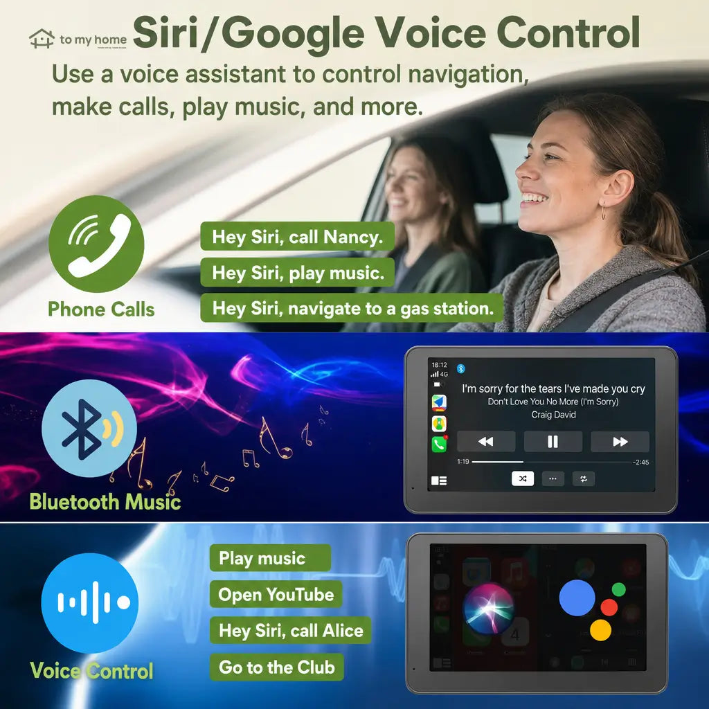 Wireless CarPlay touchscreen with HD backup camera and easy audio connection for iPhone and Android in cars, trucks and daily driving Tomyhome Global