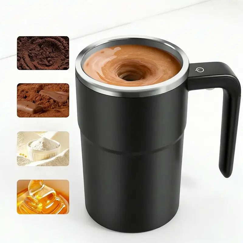 Rechargeable Electric Self-Stirring Coffee Mug Automatic Magnetic Mixing Cup with LCD Thermometer for Milk Tea Cocoa Office Home Travel Kitchen Tool Gadget
