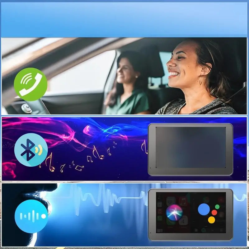 17.8 cm Wireless CarPlay Screen for Android iOS Portable Car Play Adapter Touchscreen Display for Seamless In-Car Navigation and Audio Playback