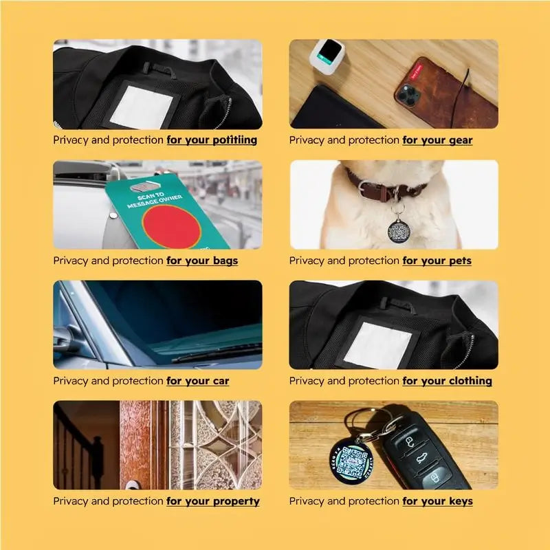 Etichette Bagagli Intelligenti 2 Pezzi Codice QR Privacy Resistenti Impermeabili Etichette ID Valigia per Borse da Viaggio Zaini e Supporto Software Tracciamento Mobile