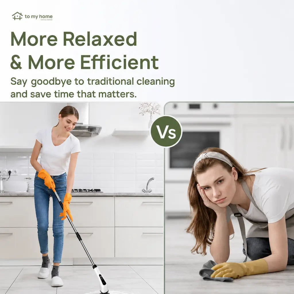 Waterproof Cordless Power Scrubber with Adjustable Extension Handle and Replaceable Brush Heads for Bathtubs, Tiles, Windows and Everyday Deep Cleaning Tomyhome Global