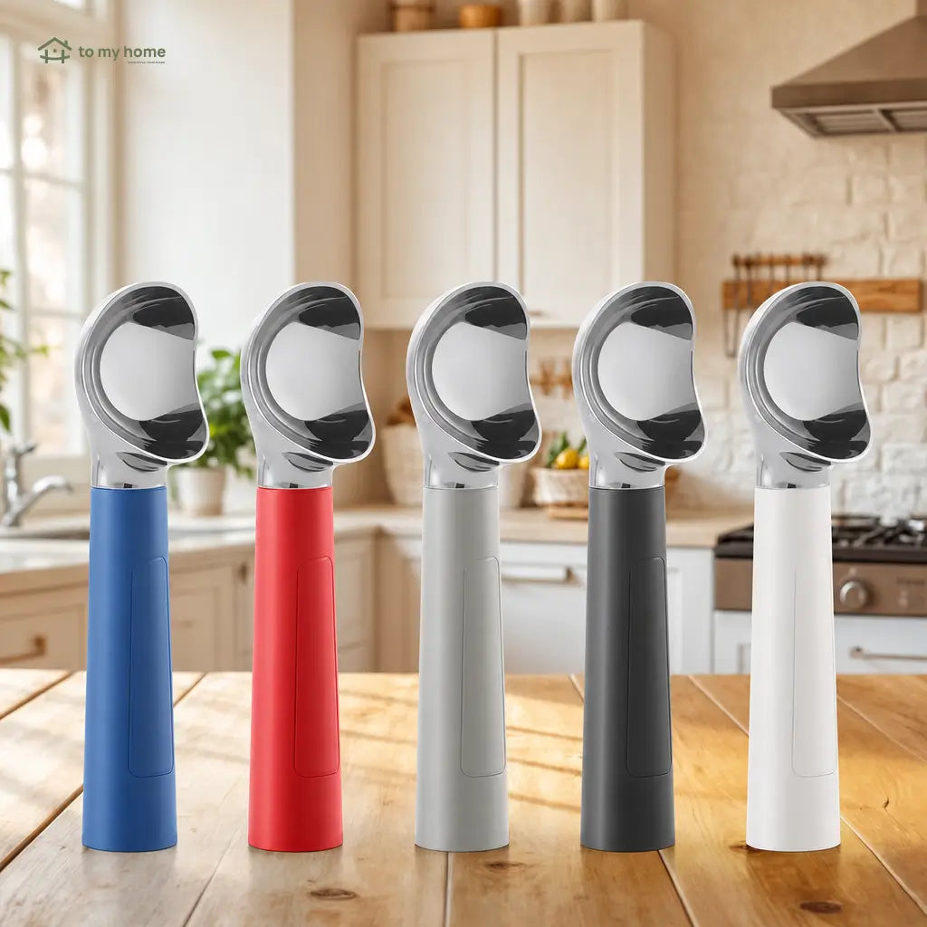 Rechargeable heated ice cream scoop with LED temperature display and 2 oz head for easy serving of hard frozen desserts at home anytime Tomyhome Global