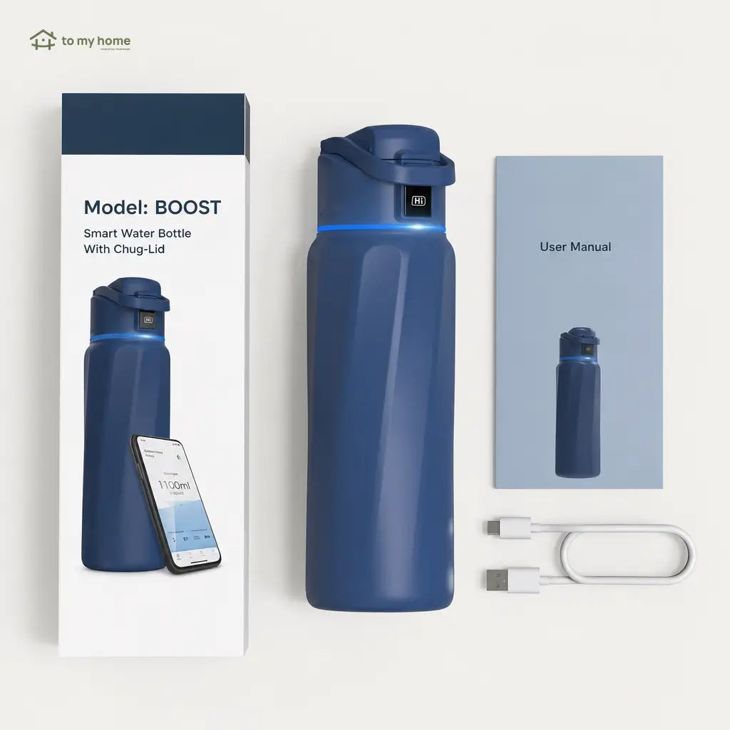 Smart insulated stainless steel water bottle with app tracking, LED reminders, leak-proof design for gym, travel, and daily hydration Tomyhome Global