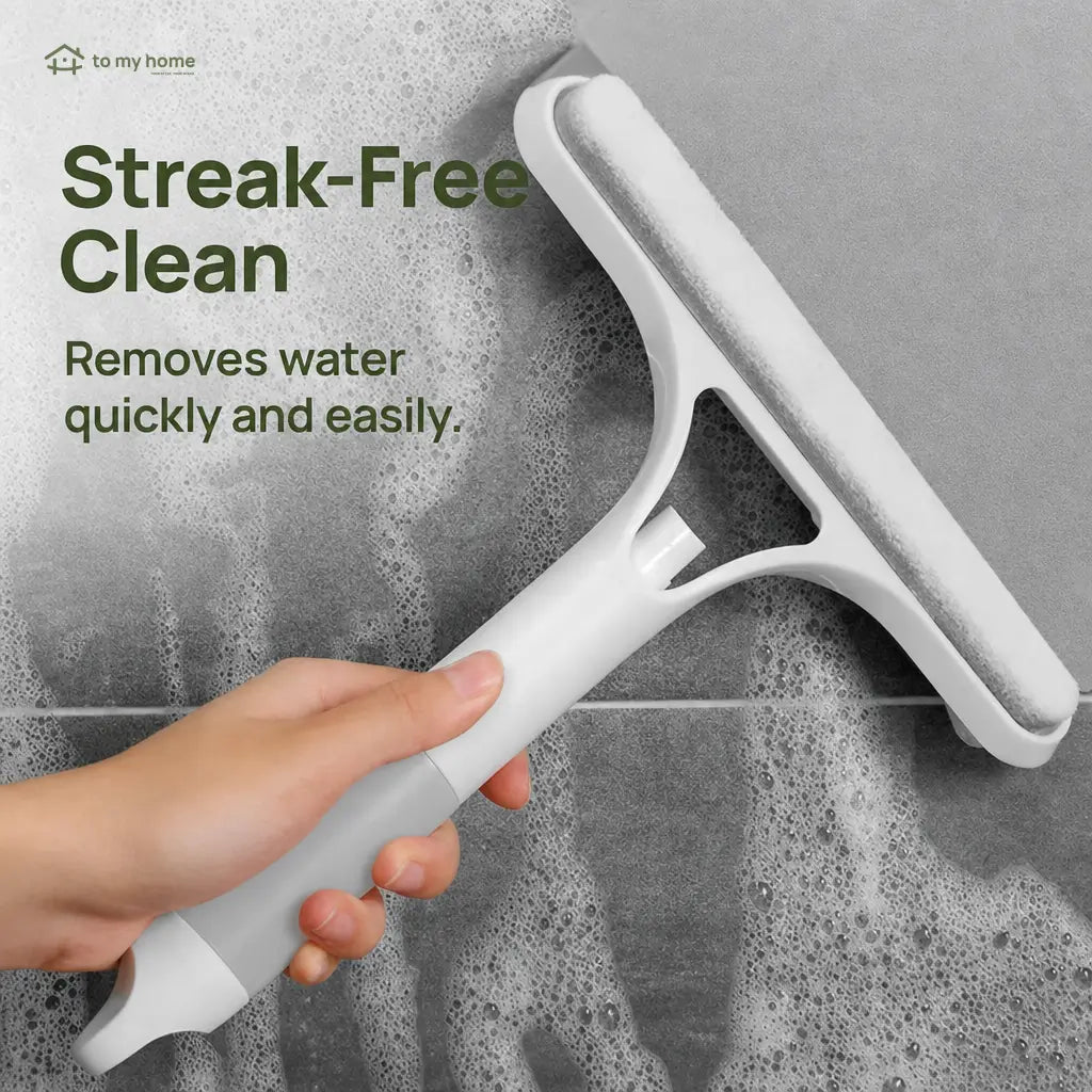 3-in-1 window cleaning squeegee with spray, scraper and microfiber scrubber, lightweight tool for car windshields, glass and tabletops Tomyhome Global