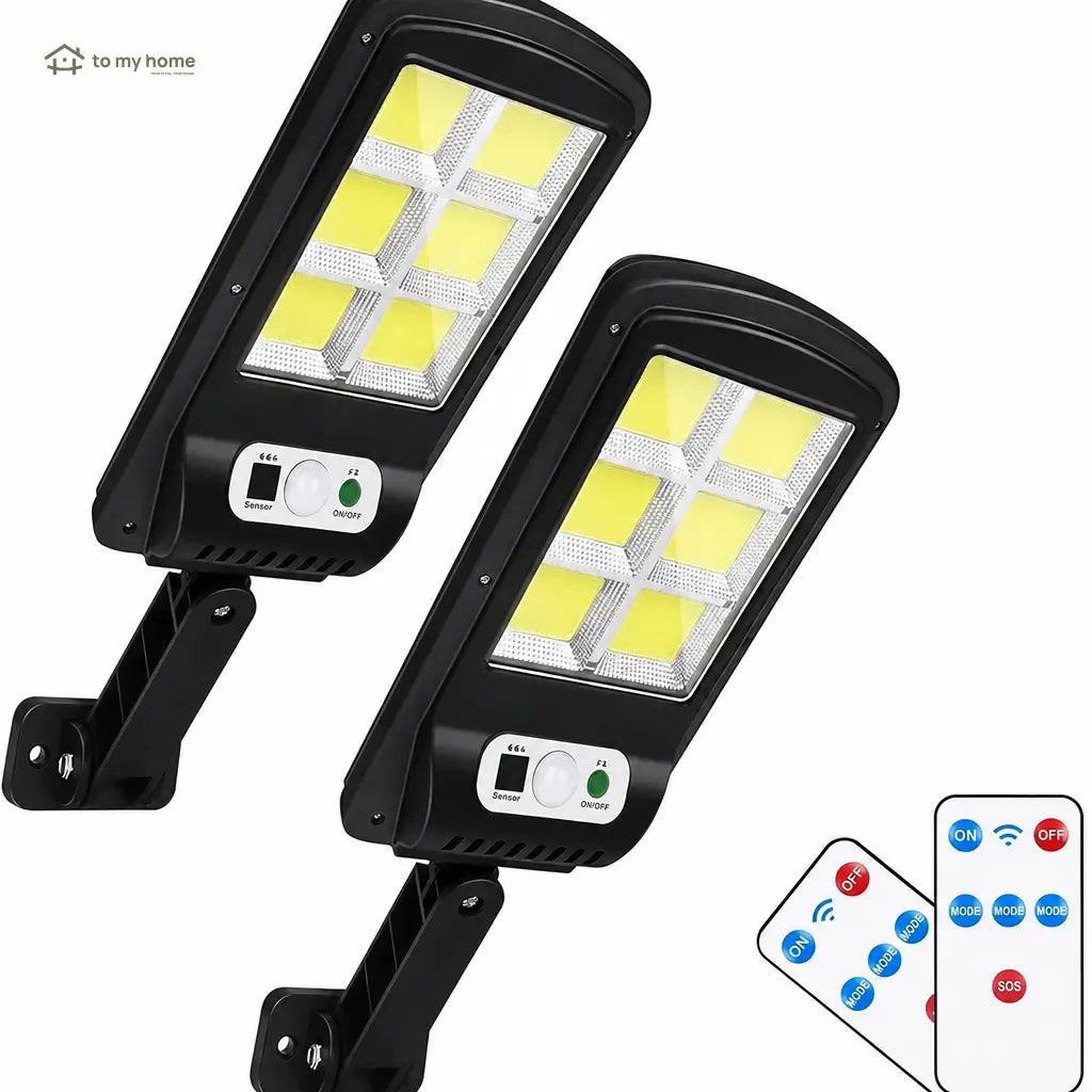 4-Pack Solar LED Outdoor Street Lights with Motion Sensor, Remote Control and 3 Modes for Pathways, Garages and Backyards Tomyhome Global