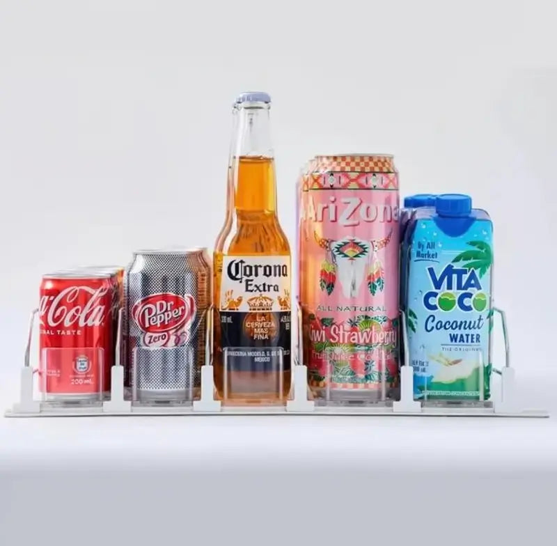 Automatic Drink Organizer for Fridge, Self-Pushing Soda Can Dispenser for Refrigerator, 355 ml to 591 ml Beverage Holder, Clear Durable Material