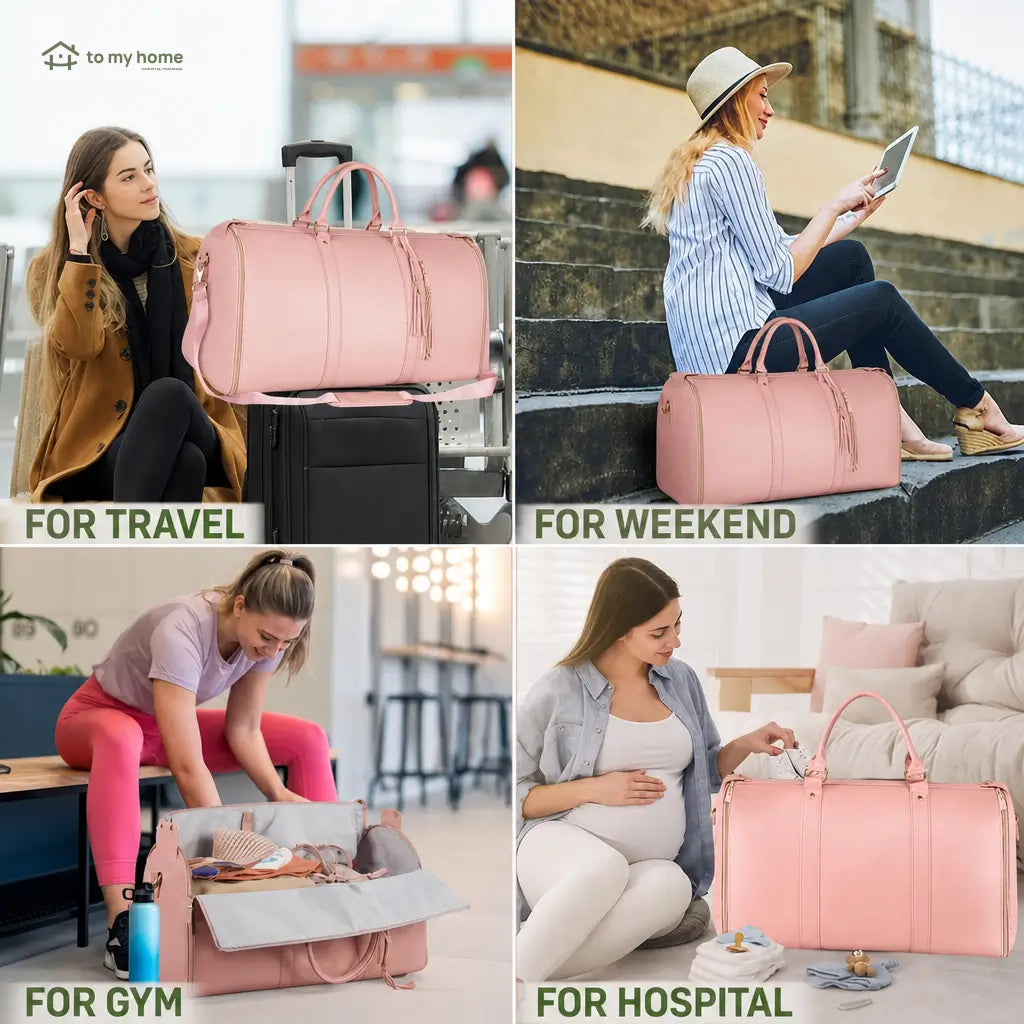 57L Travel Duffle Bag with Garment and Shoe Compartments, Water-Resistant Carry-On Weekender for Gym, Business Flights, Weddings, and Hospital Packing Tomyhome Global