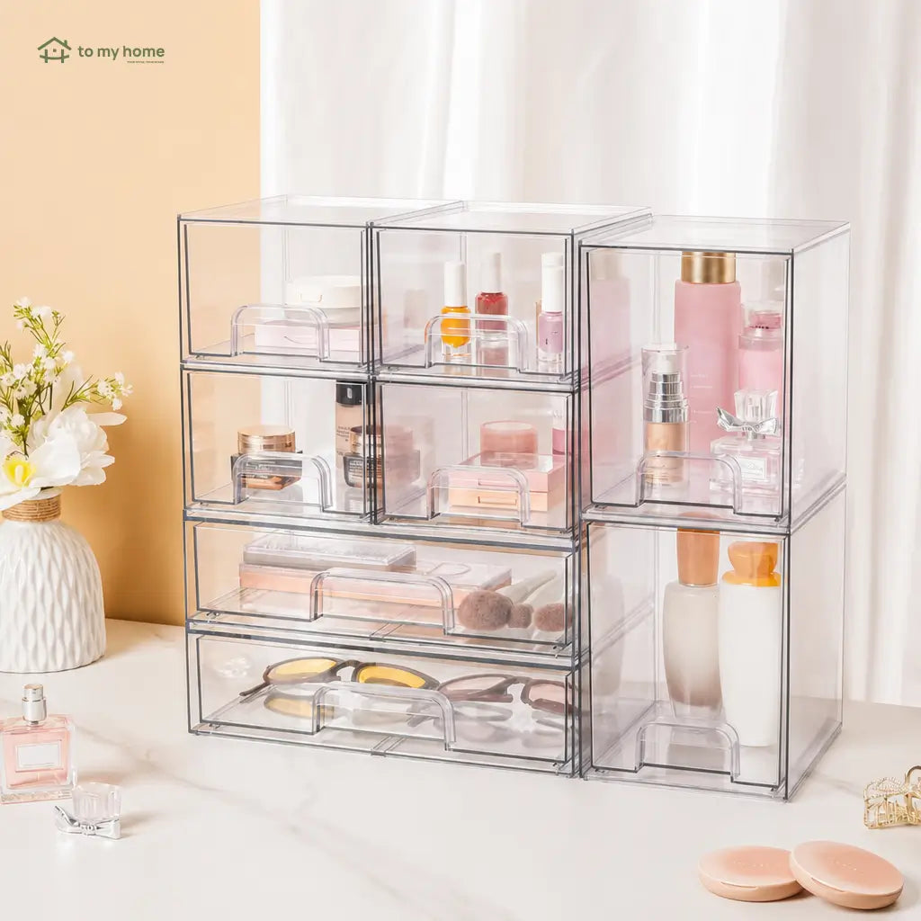 Stackable Clear Organizer Drawers, BPA-Free Multi-Size Storage Bins for Nursery Bottles, Bathroom Vanity, Pantry, Office Anywhere Tomyhome Global