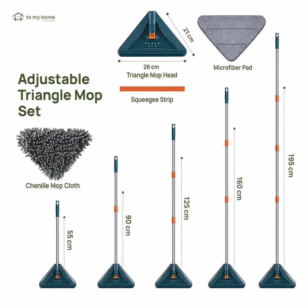 Adjustable long handle wall mop with 360° swivel head and reusable pads for ceilings, baseboards, windows, floors, and hard-to-reach dust cleaning Tomyhome Global