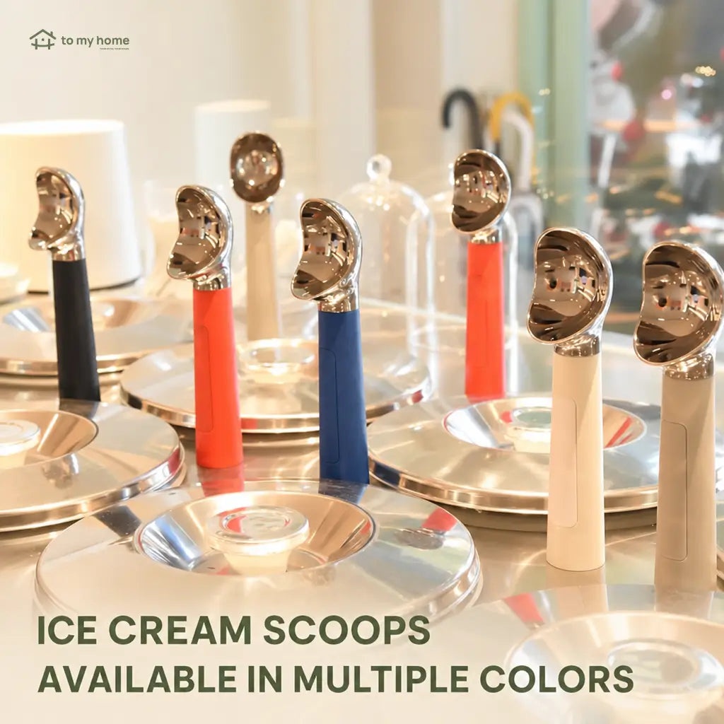 Rechargeable heated ice cream scoop with LED temperature display and 2 oz head for easy serving of hard frozen desserts at home anytime Tomyhome Global